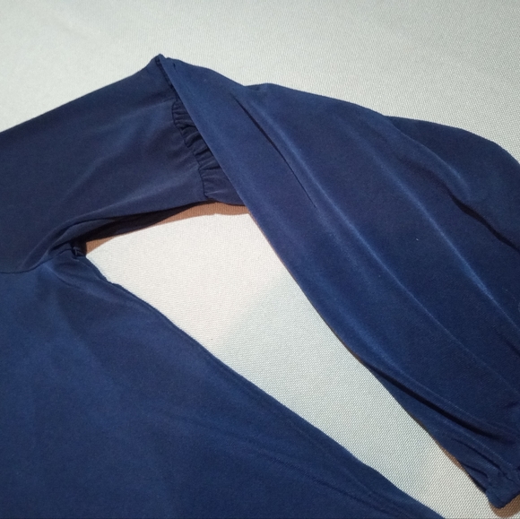 MICHAEL Michael Kors Blue Flowy Long Sleeved V Neck Top Blouse 🌿 Size Small - Picture 6 of 14